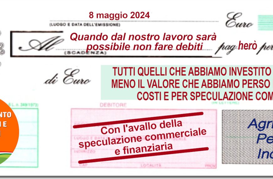 8 Maggio. No all’indebitamento di sistema. Al via una intera settimana di moblitazioni