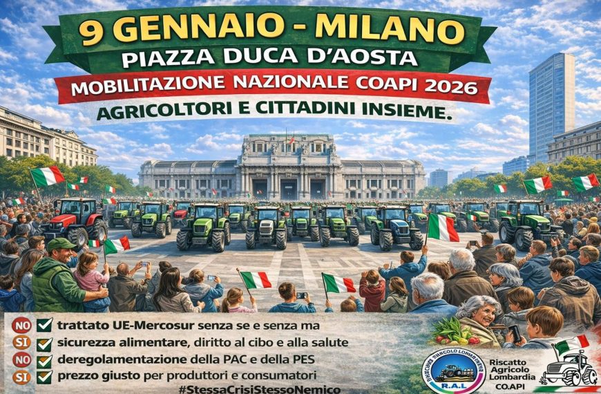 NO accordo UE/Mercosur. La mobilitazione nazionale contro la crisi 2026 riparte da Milano il 9 gennaio.